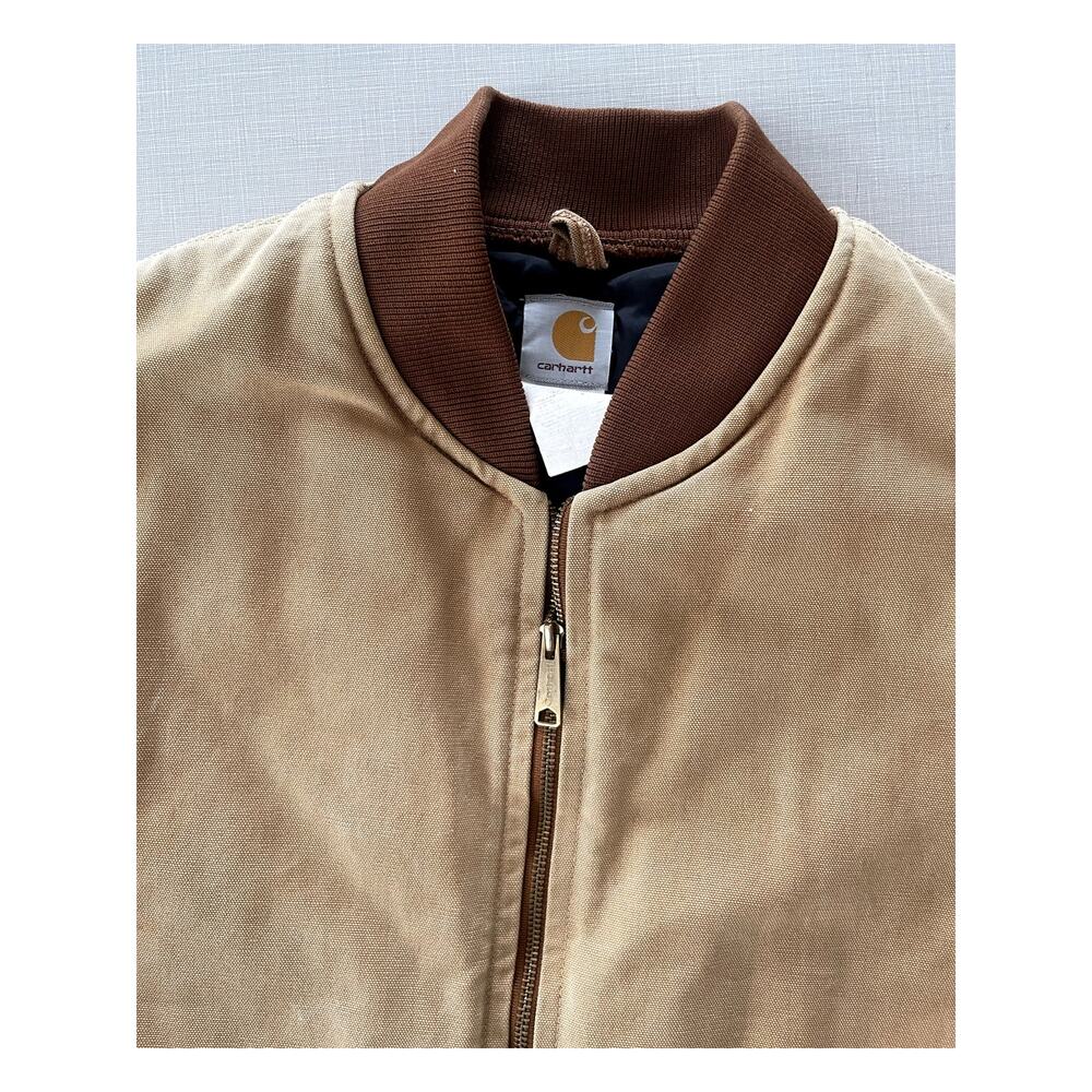 Carhartt Sz 3XL Tall Duck Work Vest Tan Canvas Quilted Lined Vintage Y2K Rugged - Picture 3 of 10